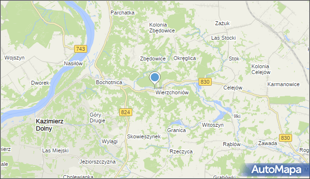 mapa Wierzchoniów, Wierzchoniów na mapie Targeo